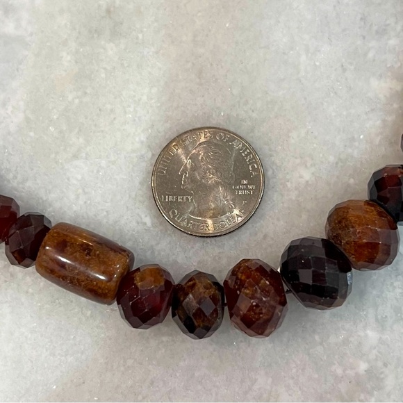 Hessonite Faceted Bead Sterling Silver Necklace - Picture 13 of 13